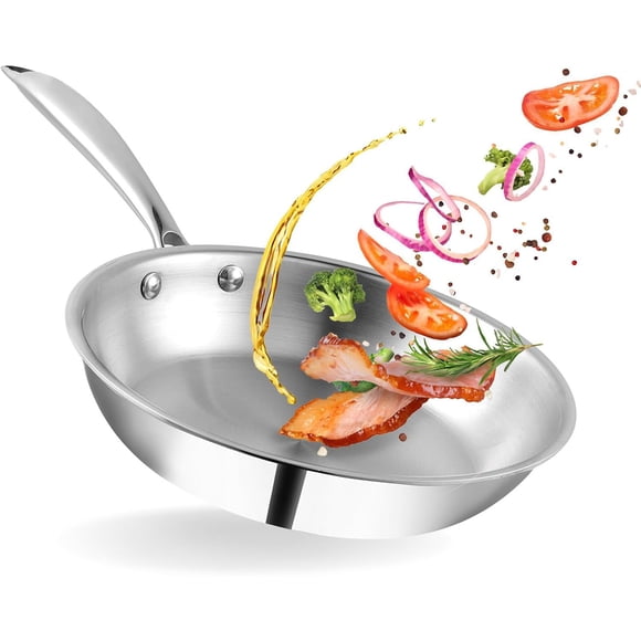 Sartenes Profesional de Acero Inoxidable,21.6cm Sartenes de Acero Quirurgico, SartéN Acero Inoxidable,Sartenes de Acero Inoxidable,Stainless Steel Pan.