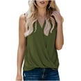 thumbnail image 2 of QUINDOS Tank Tops for Women 2025 Yoga Summer Army Green Fashion Solid V-Neck Sling Tank Tops Casual Sleeveless Blouse T-Shirts Womens Camisoles, 2 of 5