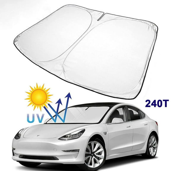 HOMEYA Windshield Sun Shade for 2017-2026 Tesla Model Y/Model 3 Sunshade Accessories, 240T Foldable Car Window Shade Blocks UV Rays Keep Car Cool