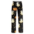 thumbnail image 5 of Women's Drawstring Halloween Pajama Pants Bat Print Elastic Waist Wide Leg Loose Casual Lounge Trousers for Fall Sleepwear Daily Comfort Multicolor 2XL, 5 of 7