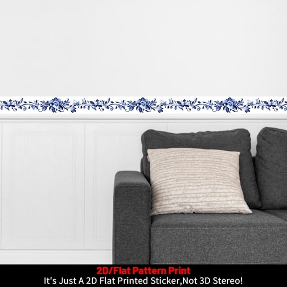 1 piece, self-adhesive PVC wall wallpaper frame, wall edge decorative stickers -2D flat art and fashion pattern design, 196.85×3.94 inches (500×10 cm), furniture decorative stickers, tear and stick i