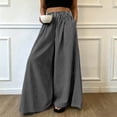 thumbnail image 2 of Women's Summer Striped Print Wide‑Leg Pants High‑Waist Elastic Waist Loose Casual Long Trousers with Side Pockets Black XL(XL), 2 of 9