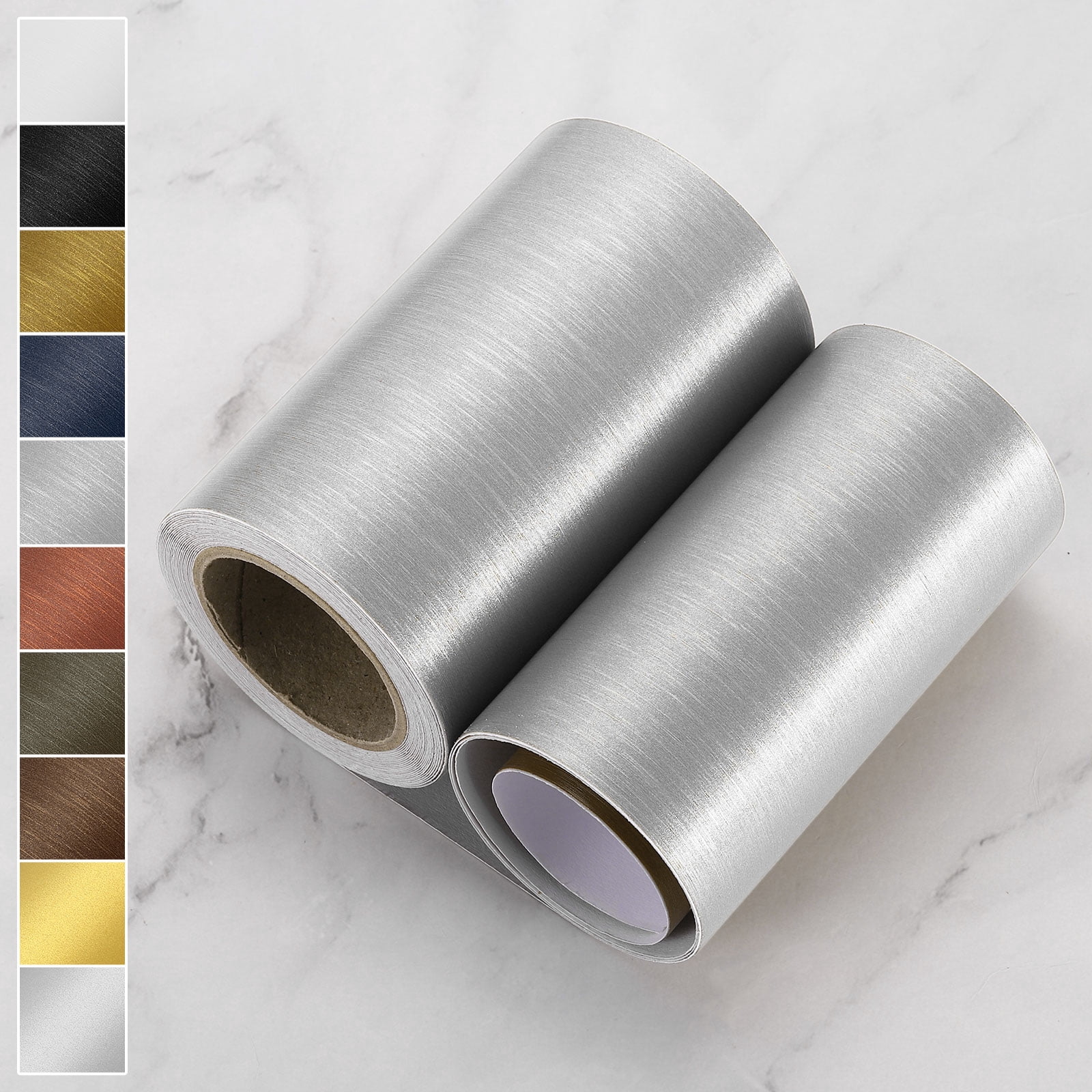 Uxcell 2" x 39ft Mirror Border Peel and Stick Wood Grain Tape, Moon Silver