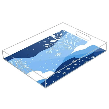 

Clear Acrylic Tray Water Cup Tray Teacup Jewelry Storage Tray for Serving and Home Decor Winter Snowflakes