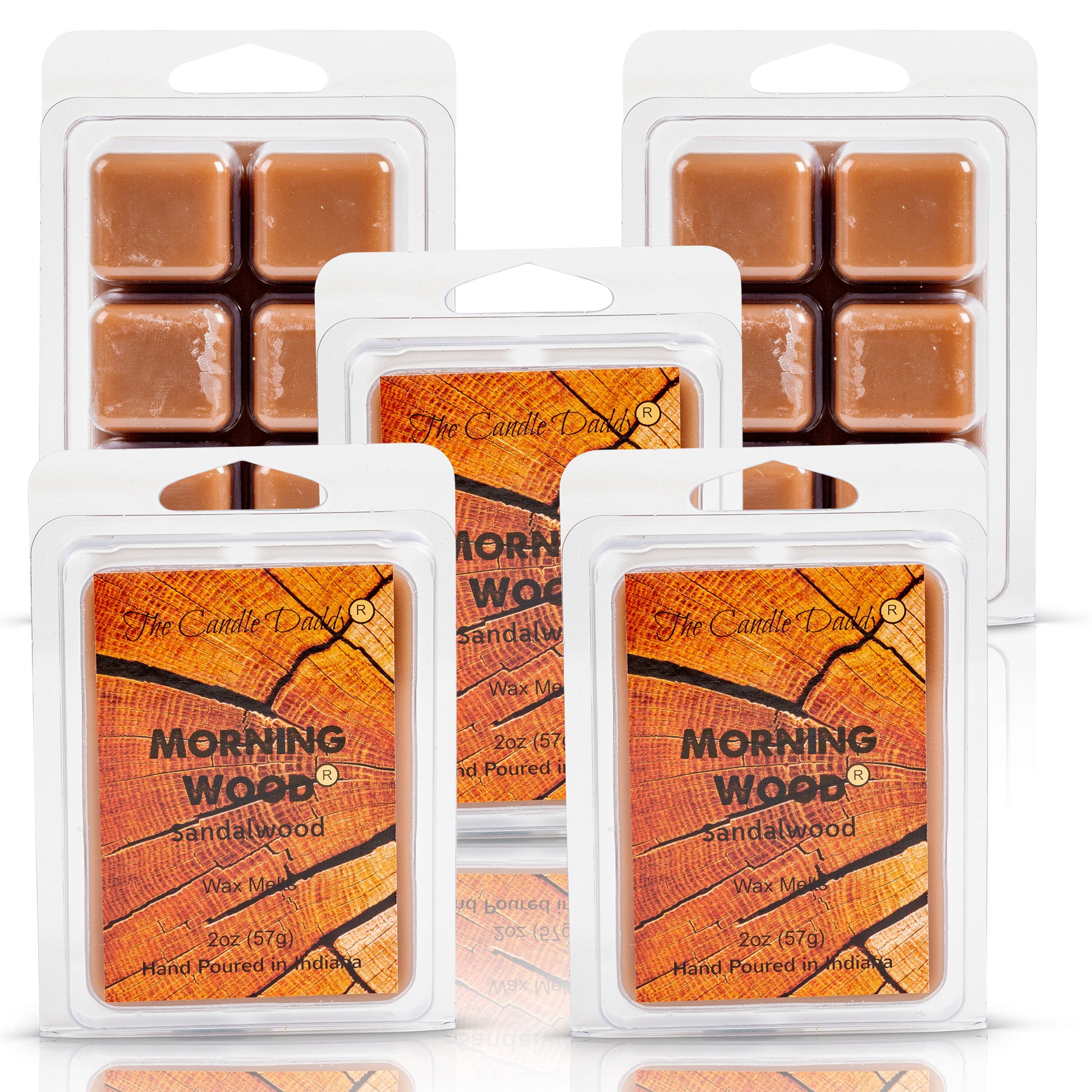 5 Pack - Morning Wood - Sandalwood Scented Wax Melt Cubes - 2 Oz x 5 Packs = 10 Ounces