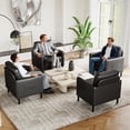 thumbnail image 5 of LAZZO Accent Chair, Faux Leather Upholstered Armchair for Living Room, Bedroom and Apartment, Black, 5 of 9