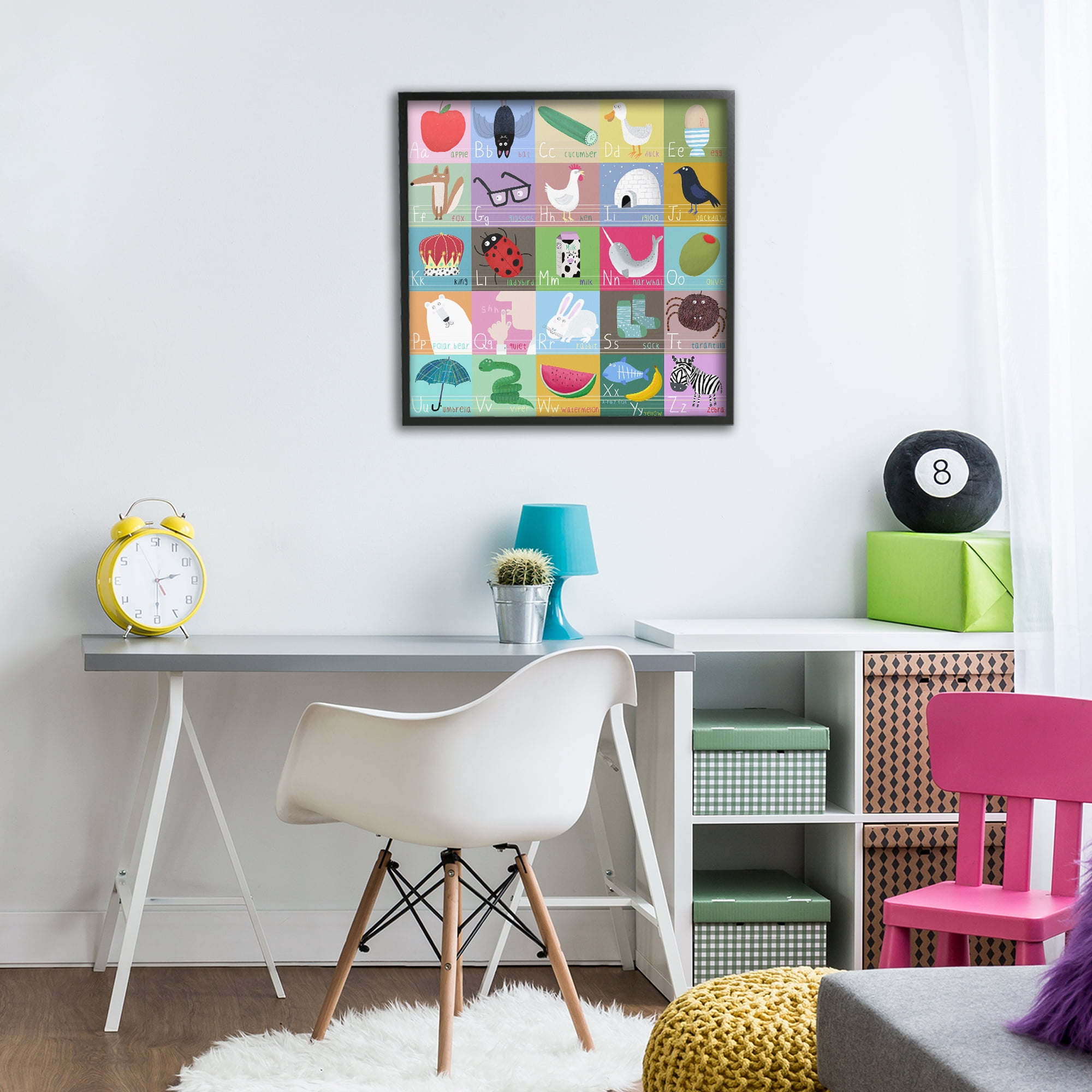 Stupell Industries Alphabet Learning First Words Black Framed Giclee Art, design by Carla Daly