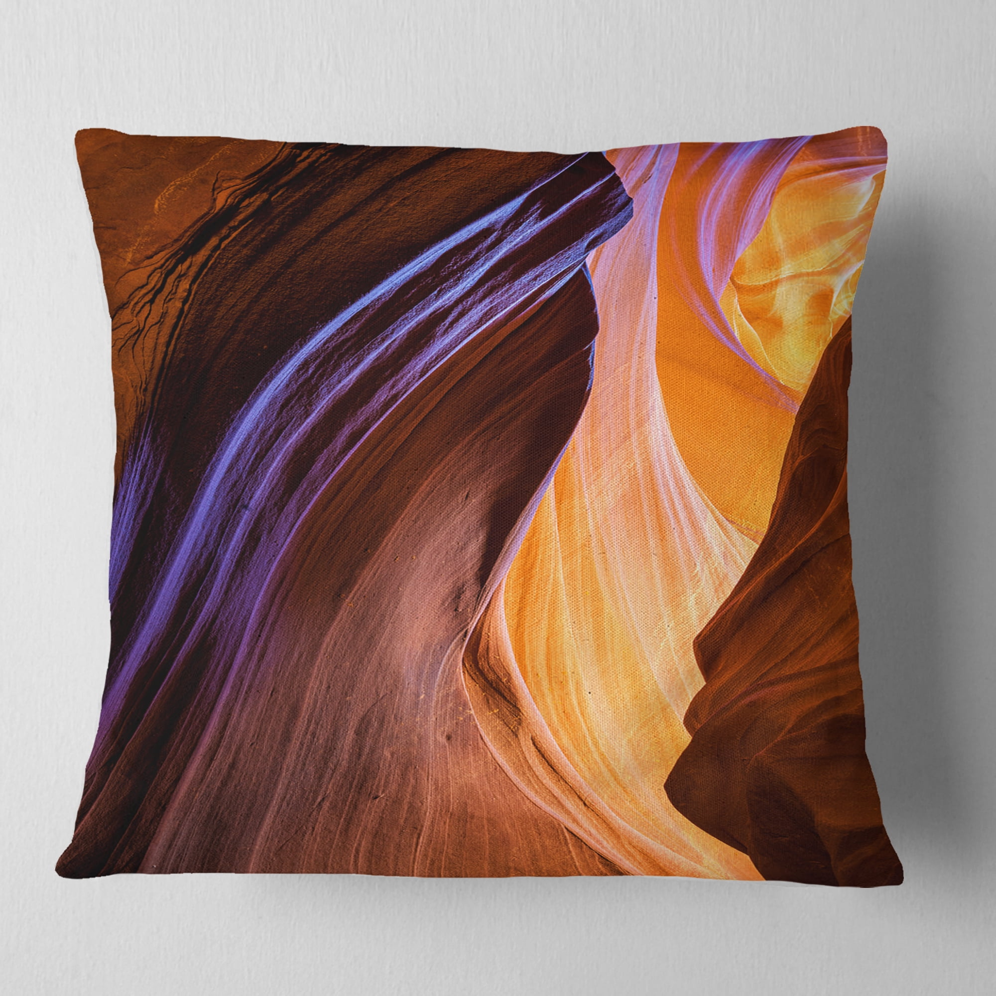 Designart Blue Wall of Antelope Canyon - Landscape Photography Throw Pillow - 16x16