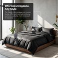 thumbnail image 6 of Orylavena Black Damask Stripe Microfiber Duvet Cover Set, King, 3-Piece, 6 of 12