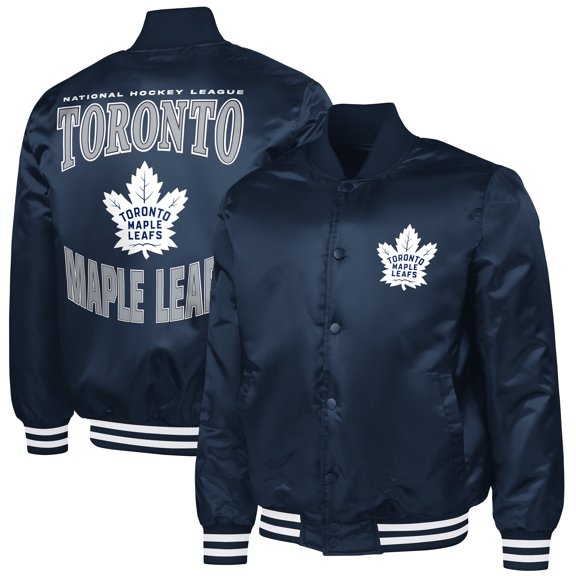 Men's G-III Sports by Carl Banks Blue Toronto Maple Leafs Adaptive Bold Logo Satin Full-Snap Varsity Jacket