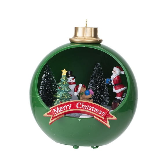 veasfak Christmas Scene LED Houses Battery Operate Light Ornaments Lighthouse Statue for green