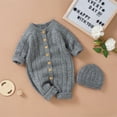 thumbnail image 4 of Otqutp Toddler Clothes Set for Party Boy Girl Solid Knitted Sweater Baby Jumpsuit Romper Cotton Caps Outfits Sets Elastic Waist 2PCS Fall Winter Clothes, 4 of 9