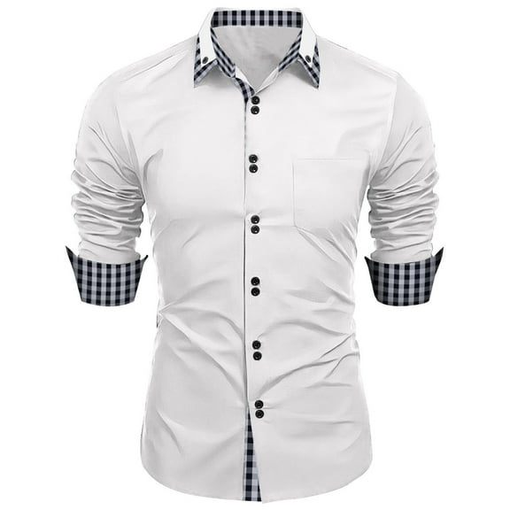 FBMDBB Dress Shirts for Men, Men's Casual Shirts Band Collar Long Sleeved Shirt Tops Cardigan Summer Tee Shirts for Men