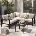 thumbnail image 2 of ELPOSUN 6 Pieces Patio Furniture Sets with 6" Thick Olefin Cushions, Metal Outdoor Sectional Furniture L Shape Patio Conversation Sets for Garden, Backyard, Black Frame, Beige, 2 of 9