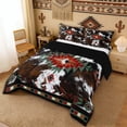 thumbnail image 3 of Erosebridal Cowhide Full Size Comforter Sets for Men and Women, Red Green Brown Tribal Bedding Sets, 3 Pieces 1 Comforter and 2 Pillowcases, 3 of 6