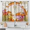 thumbnail image 1 of Boho Bohemian Mushroom Kitchen Curtains - Retro Abstract 70s Hippie Rustic Floral Modern Colorful Short Small Cafe Tier Curtains Decor Rod Pocket Window Drapes 24 Inch Length 2 Panels 28"x24", 1 of 5
