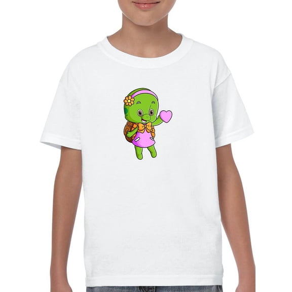 Cartoon Turtle Wear Cute Dress T-Shirt Juniors -Image by Shutterstock,  Large