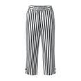thumbnail image 4 of Wutalume Womens Capri Pants for Women - Striped Wide Leg High Waisted Drawstring Casual Trousers with Pockets Loose Fit Lightweight Summer,Black L, 4 of 8