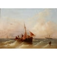 thumbnail image 2 of Eduard Schmidt 24x18 Gold Ornate Framed and Double Matted Museum Art Print Titled - Seascape (19th Century), 2 of 4