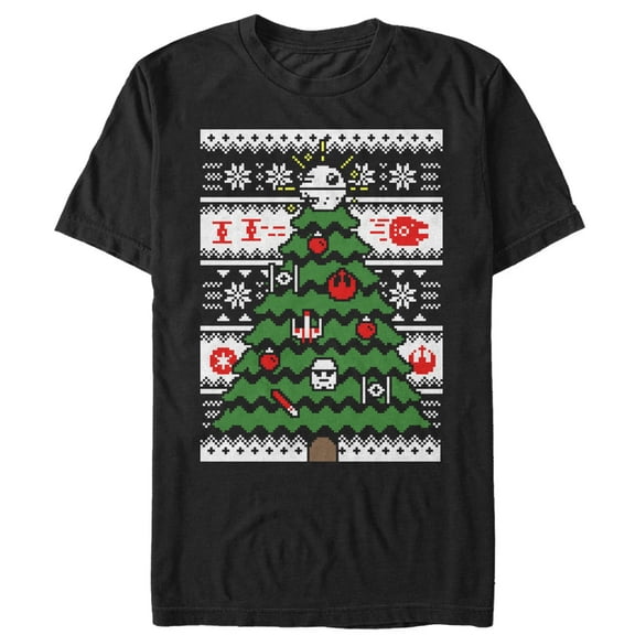 Men's Star Wars Ugly Christmas Tree Graphic Tee Black Small
