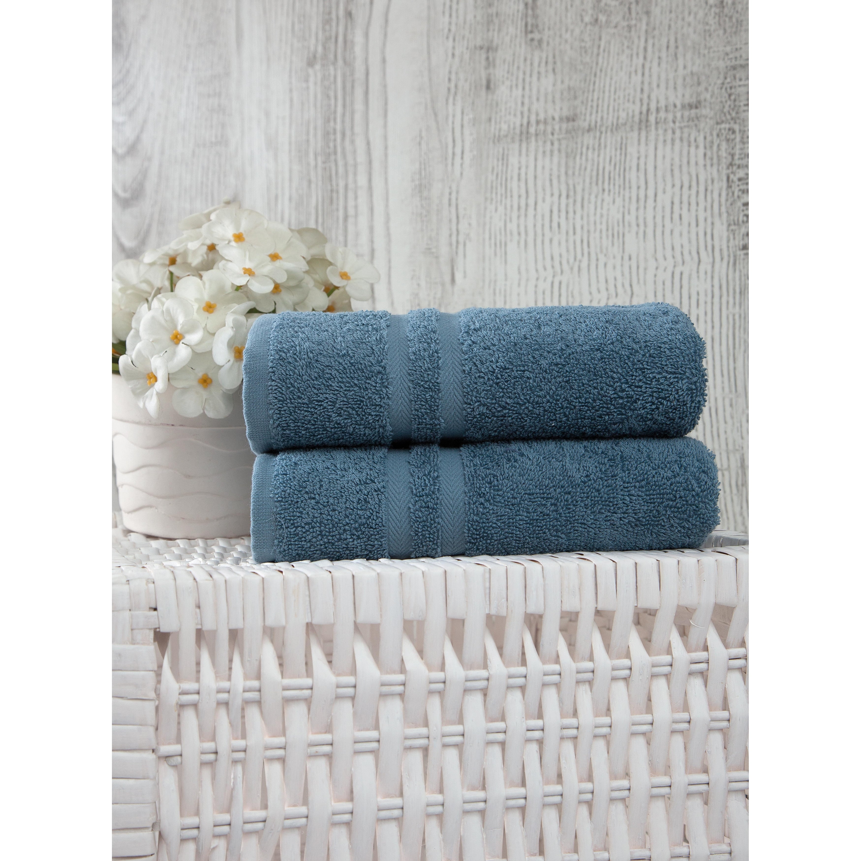 Ozan Premium Home  100% Turkish Cotton Sienna Luxury Collection Hand Towels (Set of 2) Dark Grey