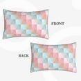 thumbnail image 4 of YFYANG Super Soft Rectangular Plush Cushion Cover (Without Pillow Insert), Colorful Squares Comfort and Non-Pilling Hidden Zip Bedroom Sofa Pillowcases, 16"x24", 4 of 9