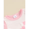 thumbnail image 4 of Infant Girls Shorts Outfit Checkerboard Print Short Sleeve Pocket T-Shirt with Elastic Waist Shorts Set, 4 of 8