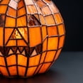 thumbnail image 5 of 5.9" Tiffany Style Large Resin Jack O Lantern Lamp, Halloween LED Light Up Resin Pumpkin Lantern, Stained Glass Pumpkin Accent Night Light, Fall Thanksgiving Indoor Room Window Tabletop Decor, 5 of 10