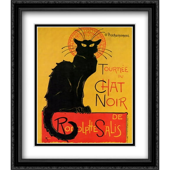 Tournee Du Chat Noir 2x Matted 28x32 Large Black Ornate Framed Art Print by Steinlen, Theophile-Alexandre