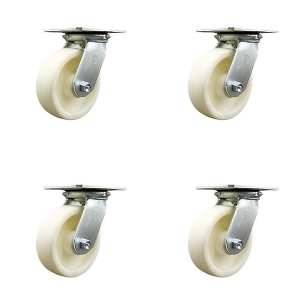6 Inch Nylon Caster Set with Ball Bearings and Swivel Locks Service Caster