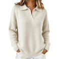 thumbnail image 2 of Women's Polo Shirts Spring Summer Sweater Tops Long Sleeve Soft Trendy Business Casual Outfits Sweater, 2 of 5