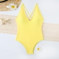 thumbnail image 4 of Trajes de Baño para Mujeres Sexy Color Sólido Bikini con Cuello en V Traje de Baño Dividido con Pantalones, Nylon de Corte Alto para la Piscina de Playa, 4 of 8