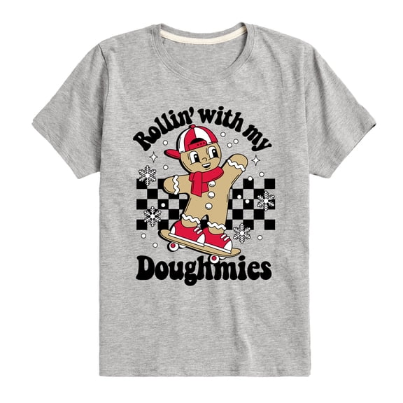 Instant Message - Rollin With My Doughmies Christmas - Toddler & Youth Short Sleeve Graphic T-Shirt
