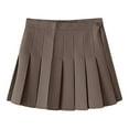 thumbnail image 1 of Gibobby faldas cargo con en la cintura para mujer Falda plisada a cuadros de cintura alta(Café, XXL), 1 of 4