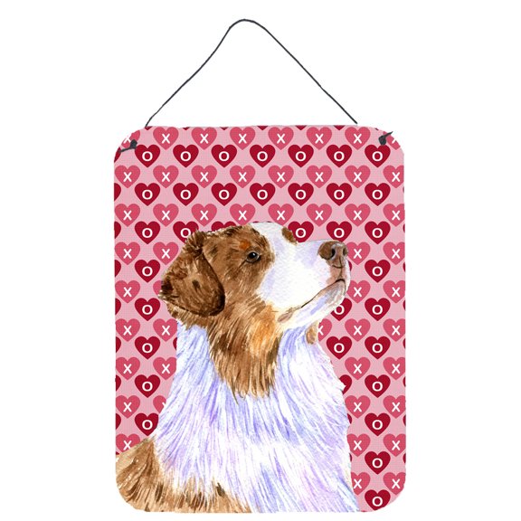 Carolines Treasures LH9138DS1216 Australian Shepherd Hearts Love Valentines Day Wall or Door Hanging Prints 12WX16H
