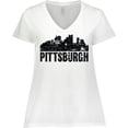 thumbnail image 3 of Inktastic Pittsburgh Skyline Grunge Women's Plus Size V-Neck T-Shirt, 3 of 5