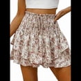 thumbnail image 2 of Mini Shorts de Cintura Alta con Volantes para Mujer Bonitos Shorts Cortos Escalonados con Shorts Debajo Albaricoque M, 2 of 7