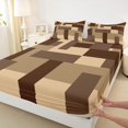 thumbnail image 3 of Manfei Vintage Abstract Adult Twin Sheet Sets, Green Brown Geometric Twin Fitted Sheet, Square Rectangle Flat Sheet, Ultra Soft Home Decor, 3pcs, 3 of 7
