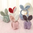 thumbnail image 3 of Tnobhg Women Winter Plush Earmuffs Girl Ski Adjustable Folding Ear Covers Cute Rabbit Ears Decor Windproof Warm Ear Protection Ear Warmer, 3 of 8