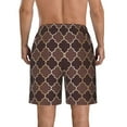 thumbnail image 3 of Disketp Men'S Swim Trunks Hawaiian Breathable Surf Beach Swimsuits Mesh Lining Beach Shorts With Pockets-Brown Gold Grid, 3 of 9