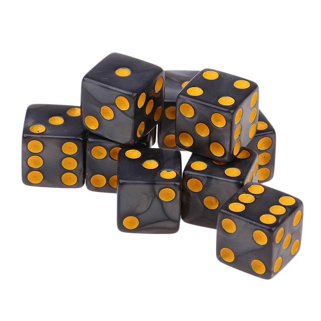 10Pcs Orange Square Six Sided D6 Dice Toys Dotted for MTG TRPG DND Play Gift 