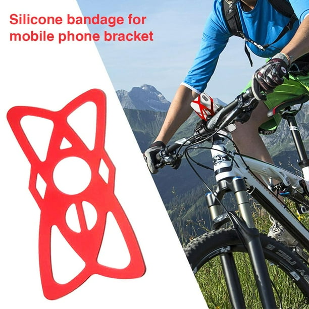 Bicicleta Bandas de silicona antideslizantes para soporte de teléfono para manillar de bicicleta (rojo)