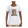 thumbnail image 2 of Wild Bobby Rainbow Painted Mother Mary Dean Russo Design Inspirational/Christian Women Graphic Tee, White, Large, 2 of 6