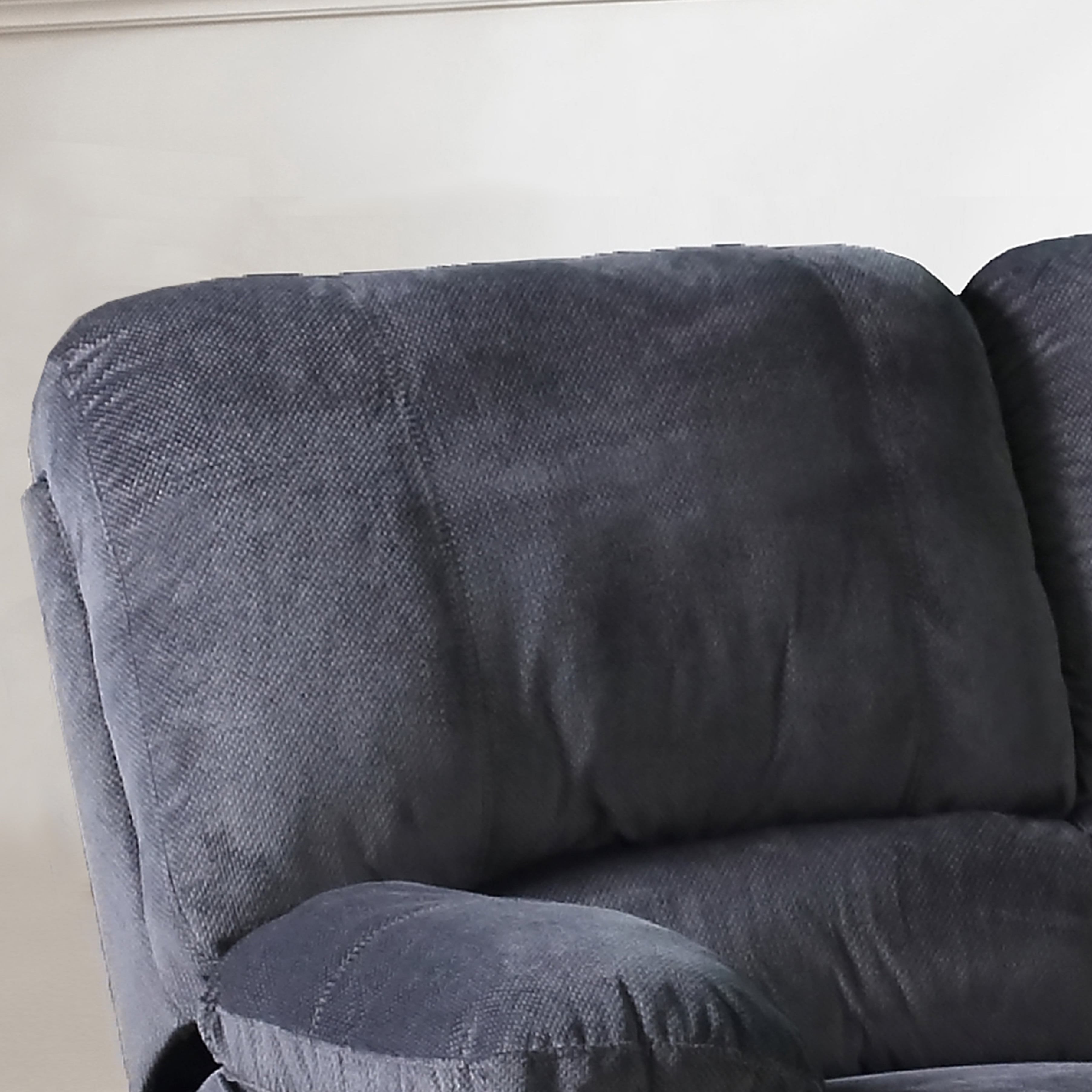 Kevin Collection Contemporary Upholstered Reclining Sofa with Dual Recliners, Grey