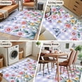 thumbnail image 5 of Area Rugs for Living Room Bedroom, Pink Flowers 4'x6' Rug Washable Carpet Runner Indoor Outdoor, Spring Floral Butterfly Leaves Plants Blue Plaid Non Slip Accent Floor Mats Rug for Kitchen, Office, 5 of 8
