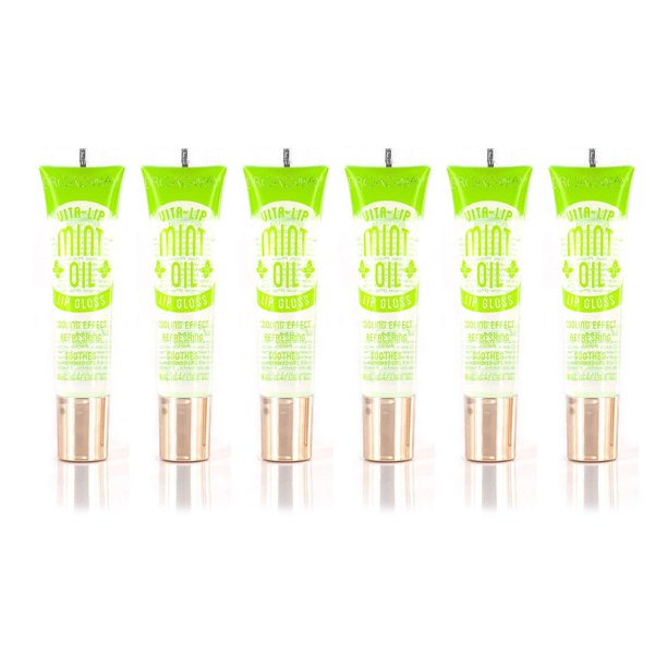 PAQUETES de 6 brillos labiales transparentes Kiss Broadway (aceite de menta)