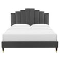 thumbnail image 5 of Modway Elise Queen Performance Velvet Platform Bed in Charcoal, 5 of 10