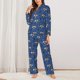 thumbnail image 2 of Fotbe Raccoon blue point Conjunto de Pijama de Manga Larga para Mujer con Estampado, Ropa de Dormir de 2 Piezas, Conjunto de Casa Suave y Cómodo con Bolsillos-Small, 2 of 7
