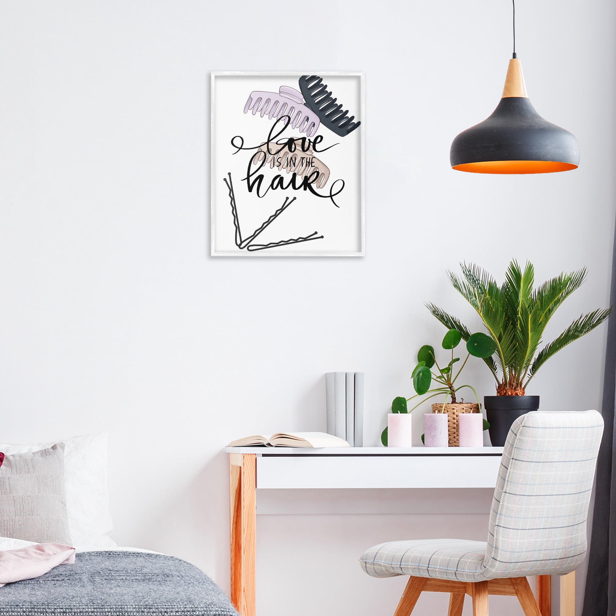 Stupell Industries Love Is In The Hair White Framed Giclee Art, design by Jesse Keith