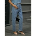 thumbnail image 5 of Womens Pearl Detail Denim Pants With Pockets Non Stretch Jeans For Everyday Wear Durable Casual Style All Season Comfort, 5 of 8